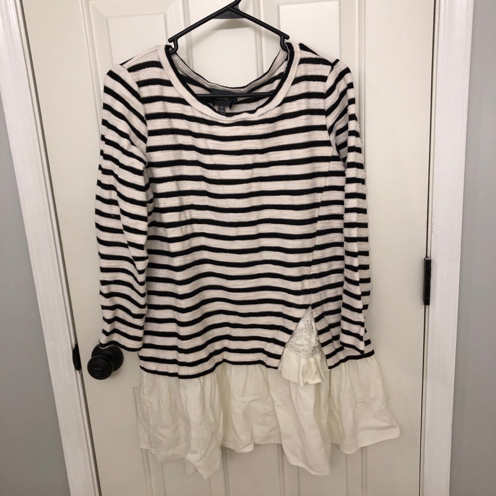 Anthropologie Maeve striped ruffle hem dress